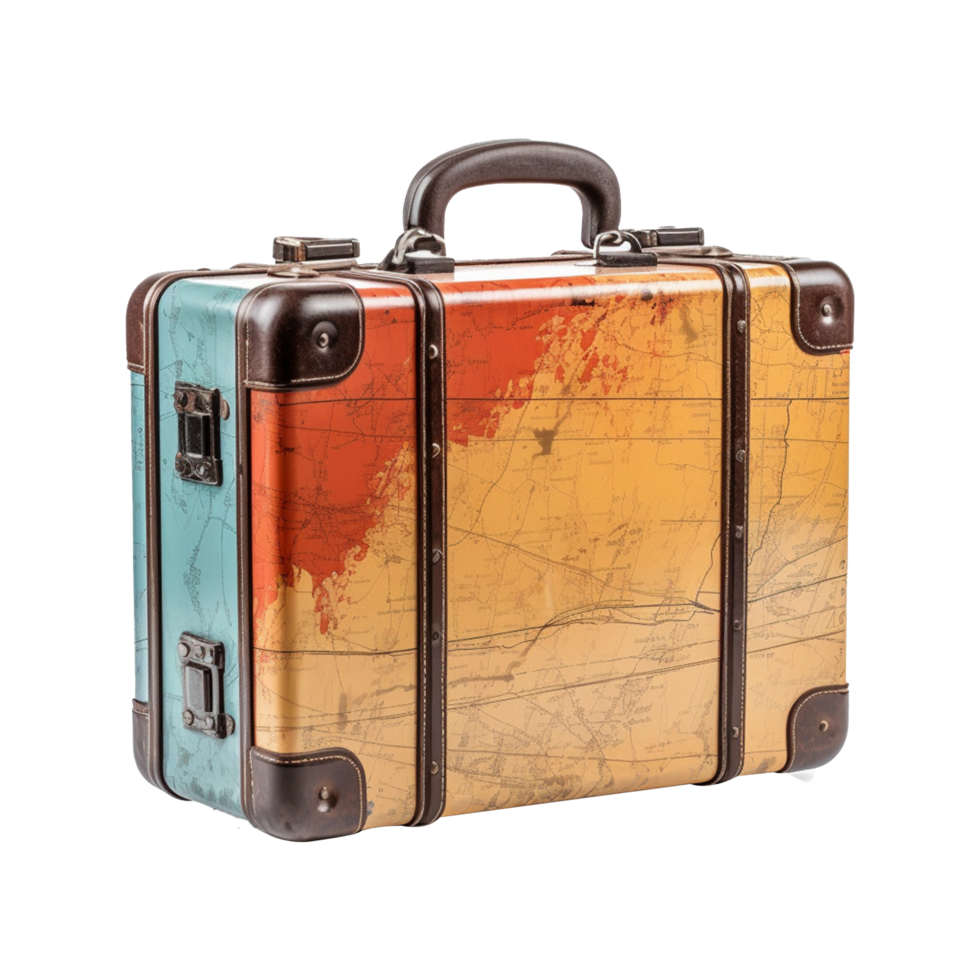 AI generated Large travel bag suitcase with wheels and handle isolated on transparent background png