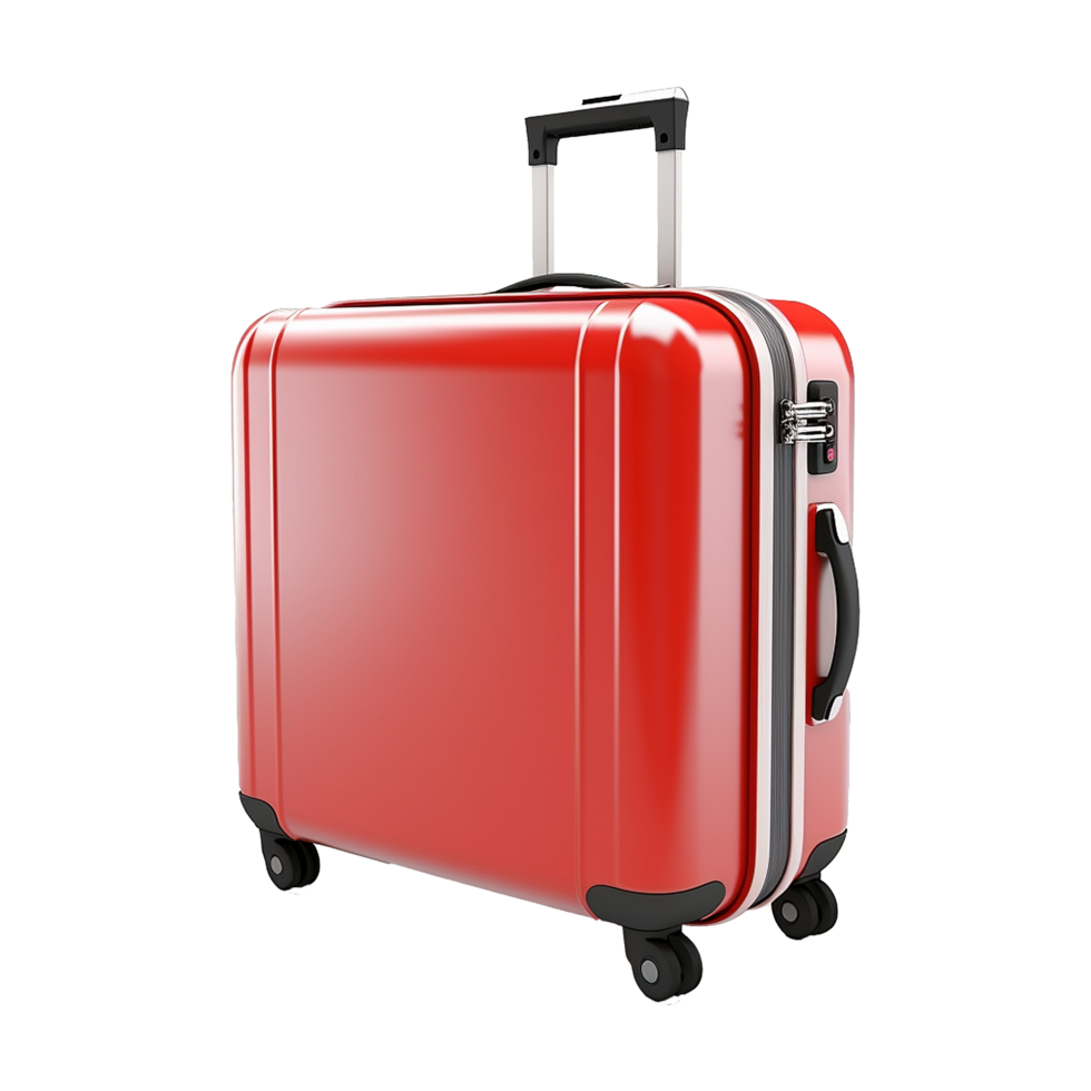 AI generated Large travel bag suitcase with wheels and handle isolated on transparent background png