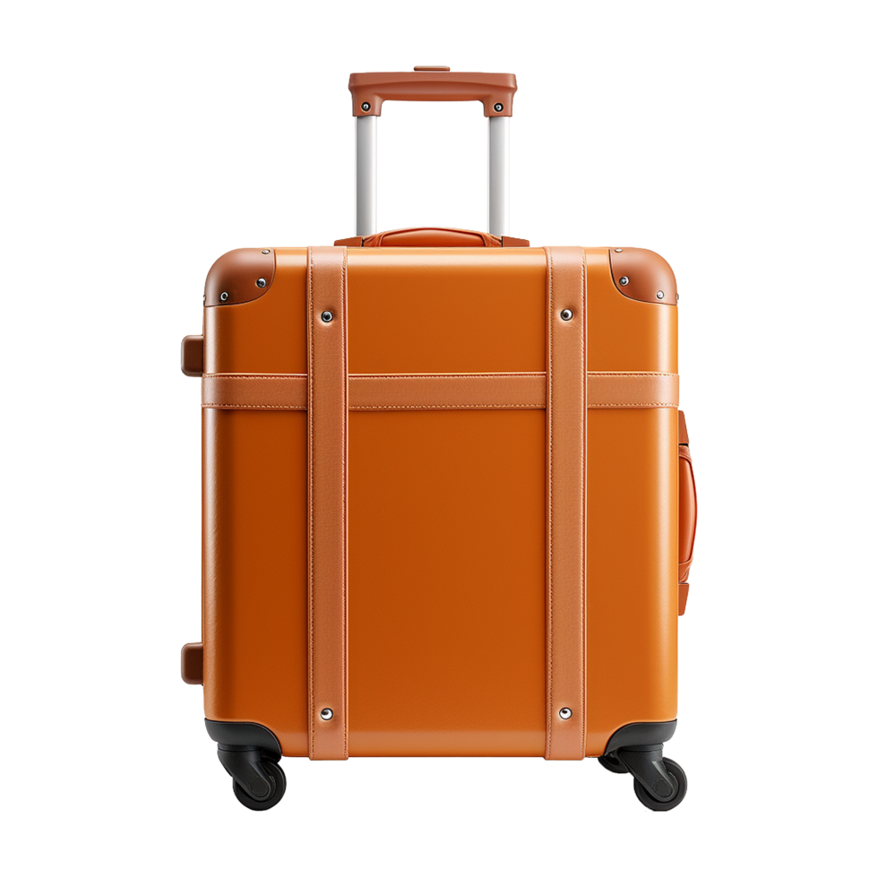 AI generated Large travel bag suitcase with wheels and handle isolated on transparent background png