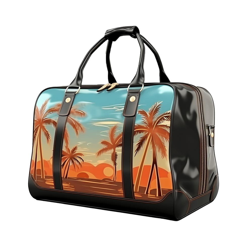 AI generated Large travel bag suitcase with wheels and handle isolated on transparent background png