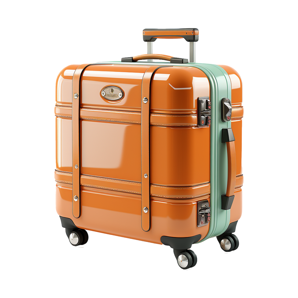 AI generated Large travel bag suitcase with wheels and handle isolated on transparent background png