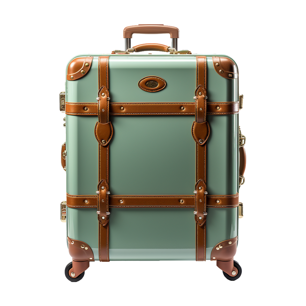 AI generated Large travel bag suitcase with wheels and handle isolated on transparent background png