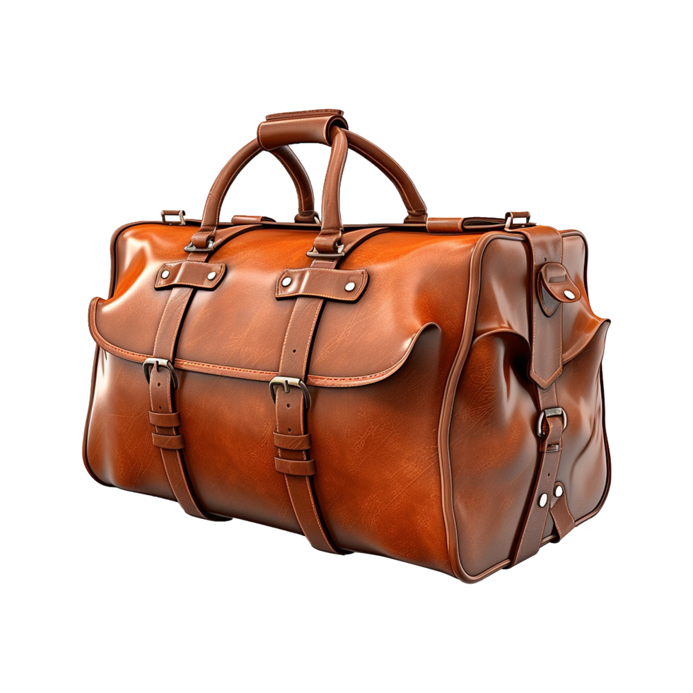 AI generated Large travel bag suitcase with wheels and handle isolated on transparent background png