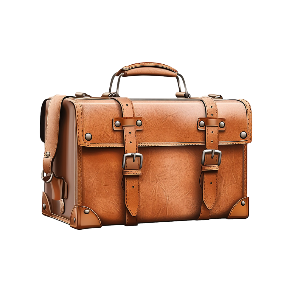 AI generated Large travel bag suitcase with wheels and handle isolated on transparent background png