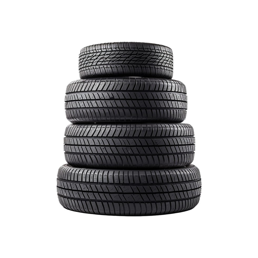 AI generated Tires stacked up isolated on transparent background png