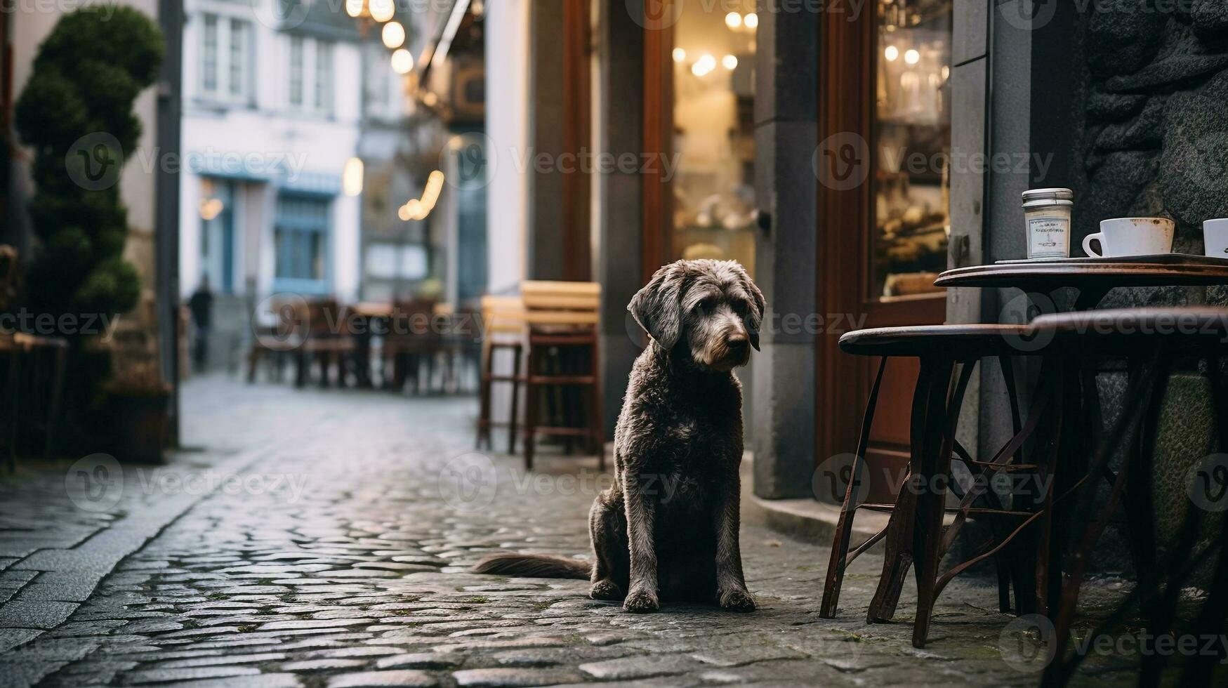AI generated Photo of a loyal dog patiently waiting for its owner. Generative AI