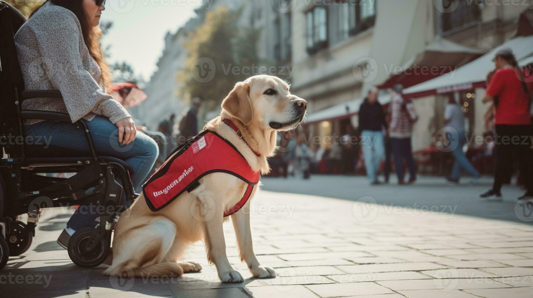 AI generated Photo of a service dog providing support to a person. Generative AI