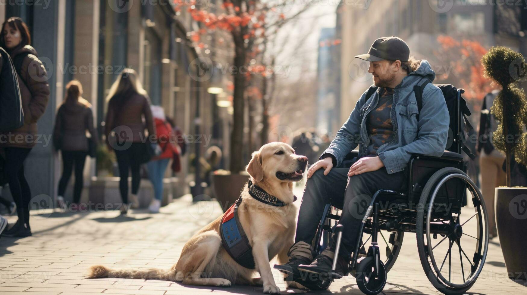 AI generated Photo of a service dog providing support to a person. Generative AI