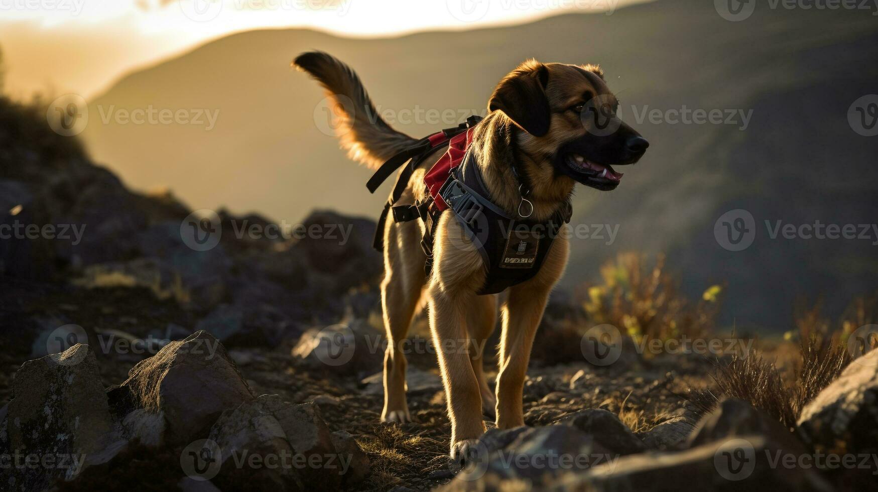 AI generated Photo of a determined search and rescue dog. Generative AI