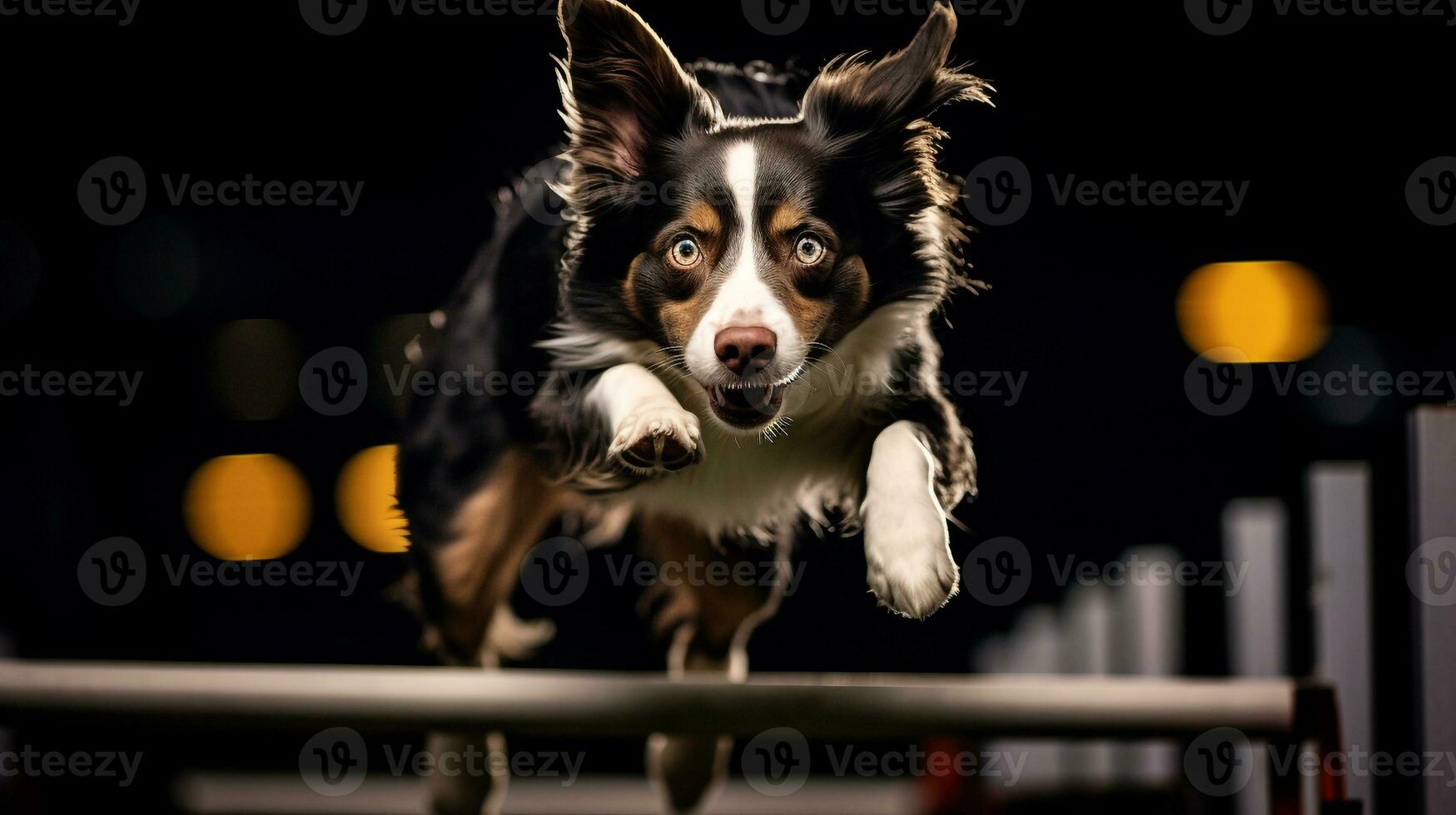 AI generated Photo of an elegant dog participating in a canine agility. Generative AI