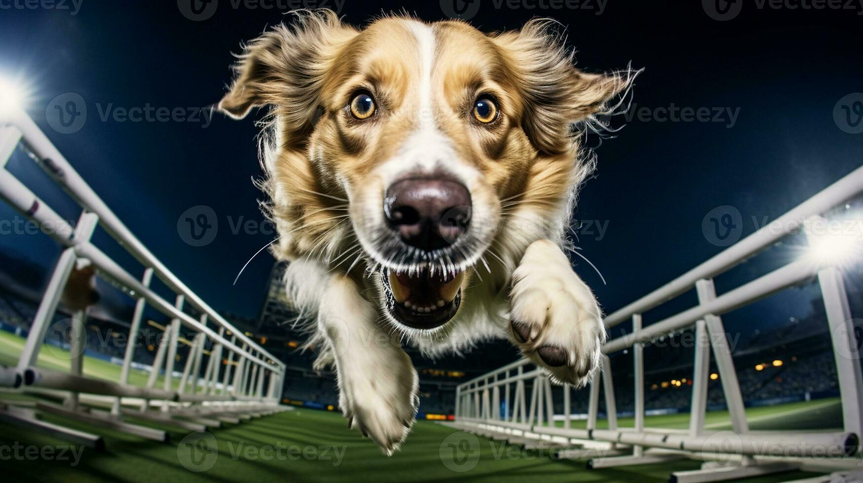 ai generado foto de un elegante perro participativo en un canino agilidad. generativo ai