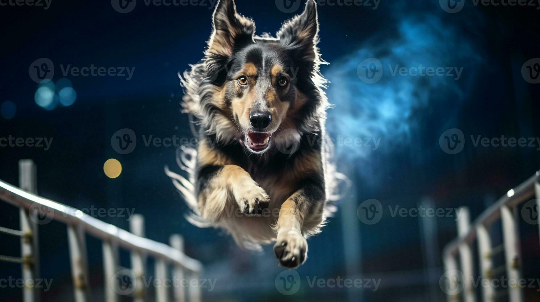 ai generado foto de un elegante perro participativo en un canino agilidad. generativo ai