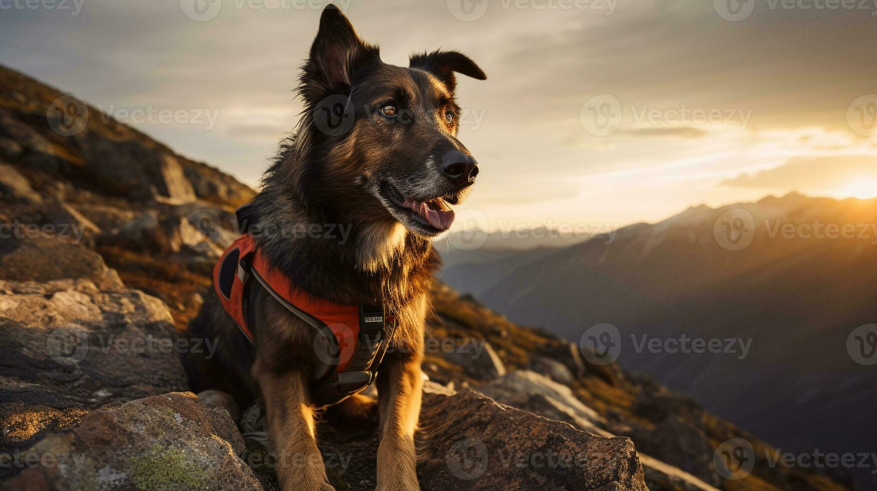 AI generated Photo of a determined search and rescue dog. Generative AI