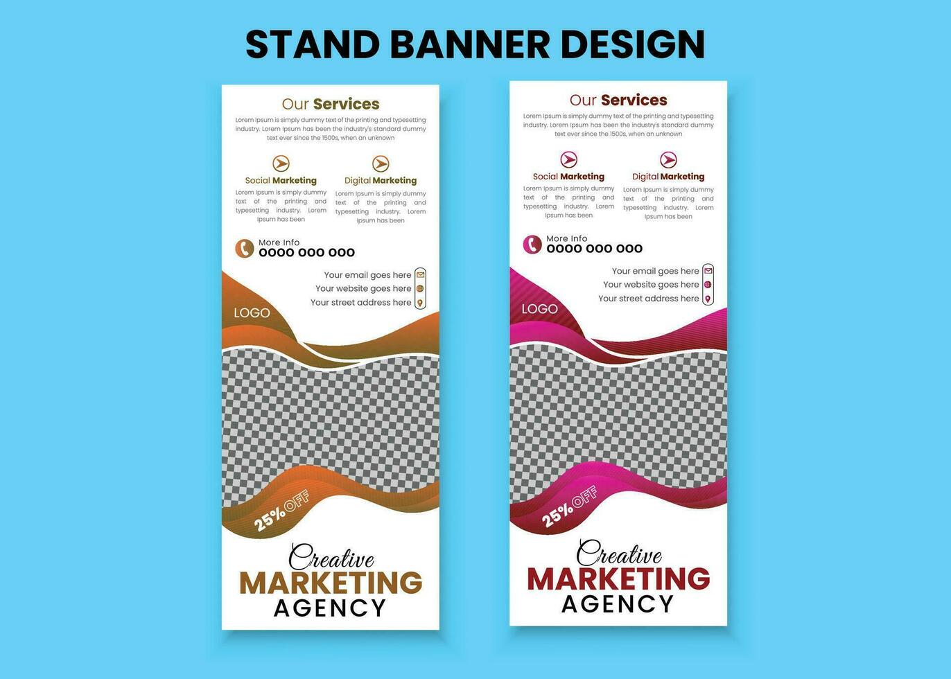 creativo, elegante, mínimo y sencillo corporativo enrollar bandera modelo vector