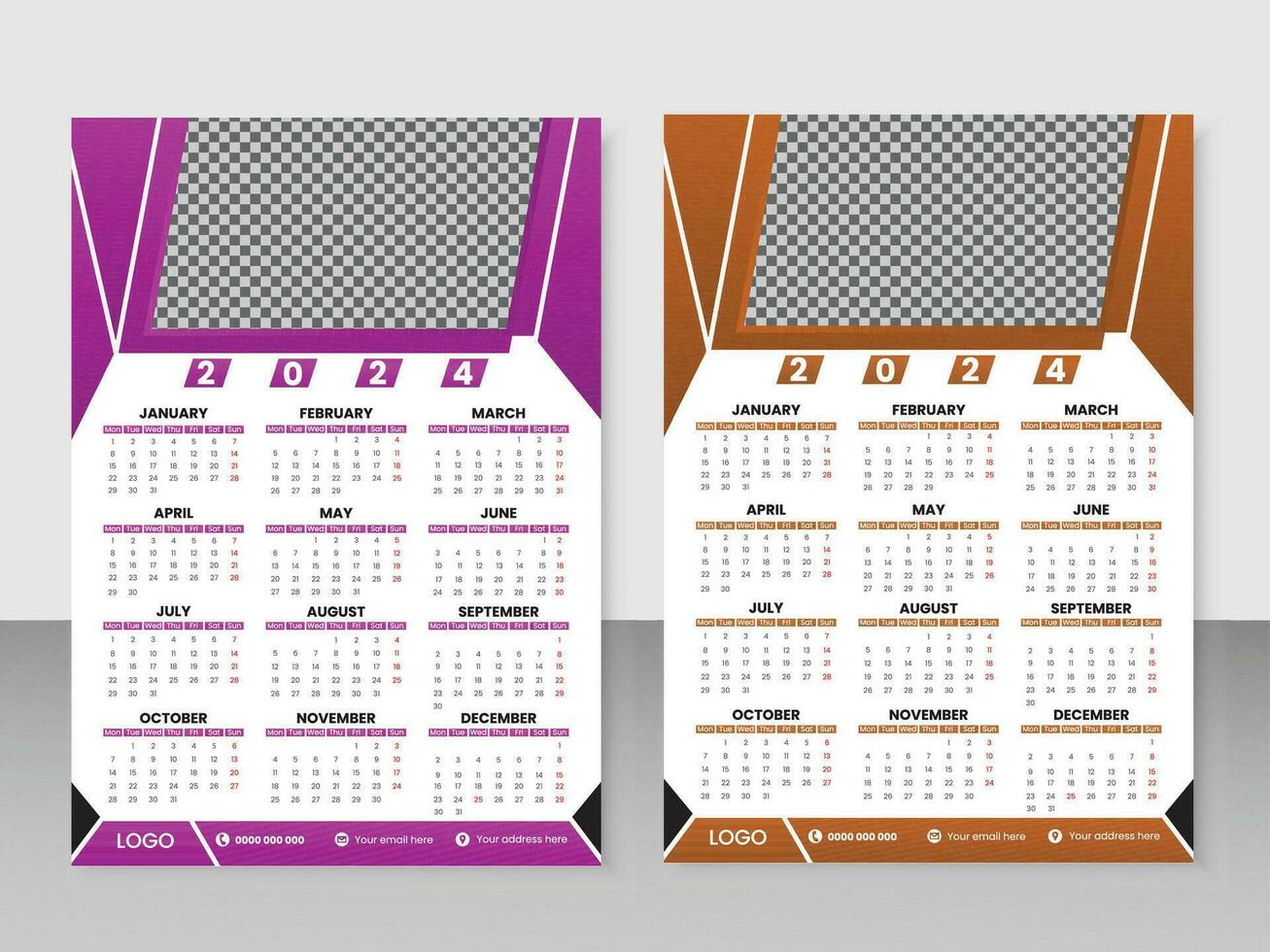New year aesthetic and eye-catching vector wall calendar design template.