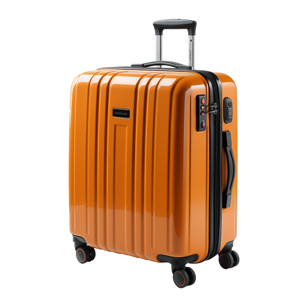 AI generated Large travel bag suitcase with wheels and handle isolated on transparent background png