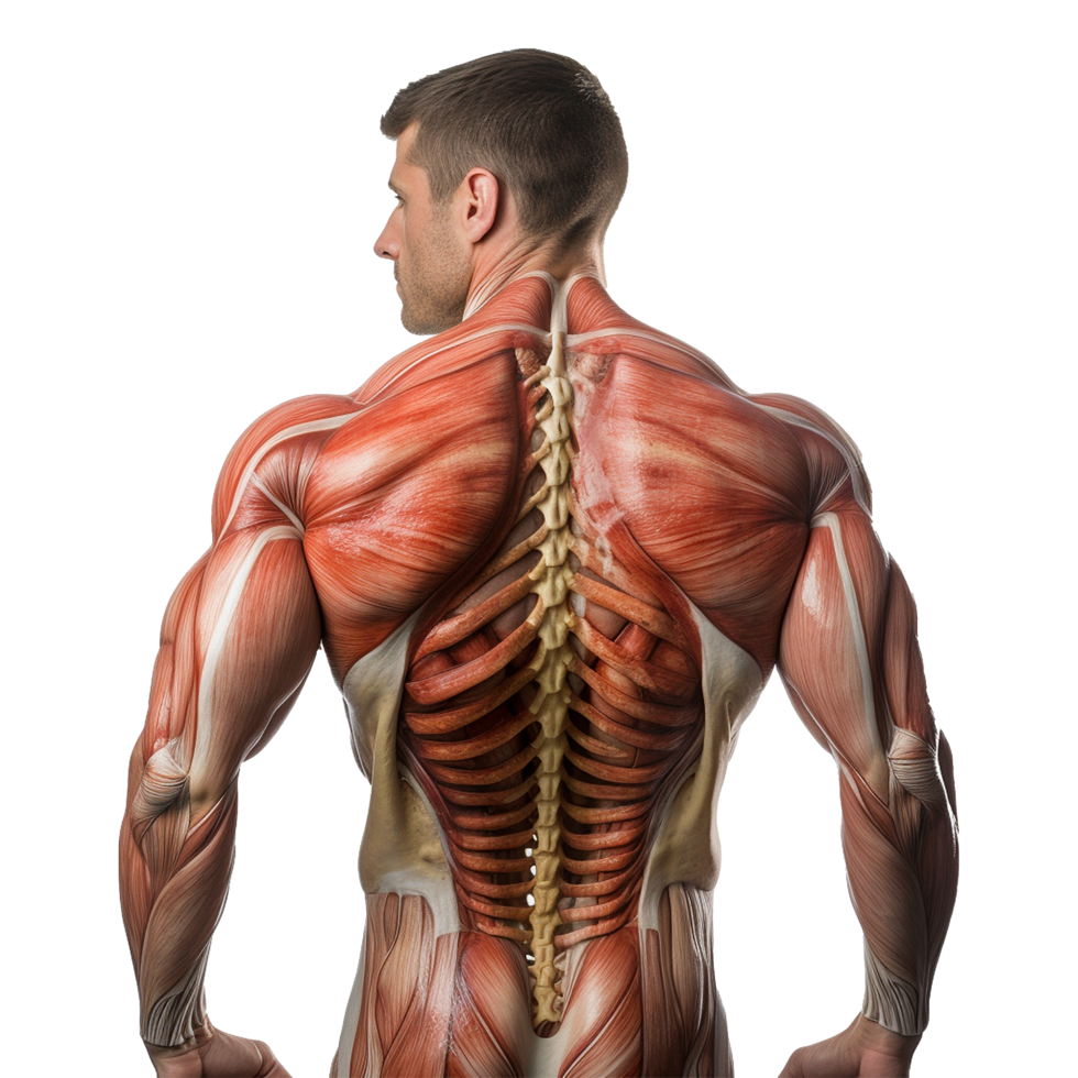 AI generated Human muscle structure isolated on transparent background png