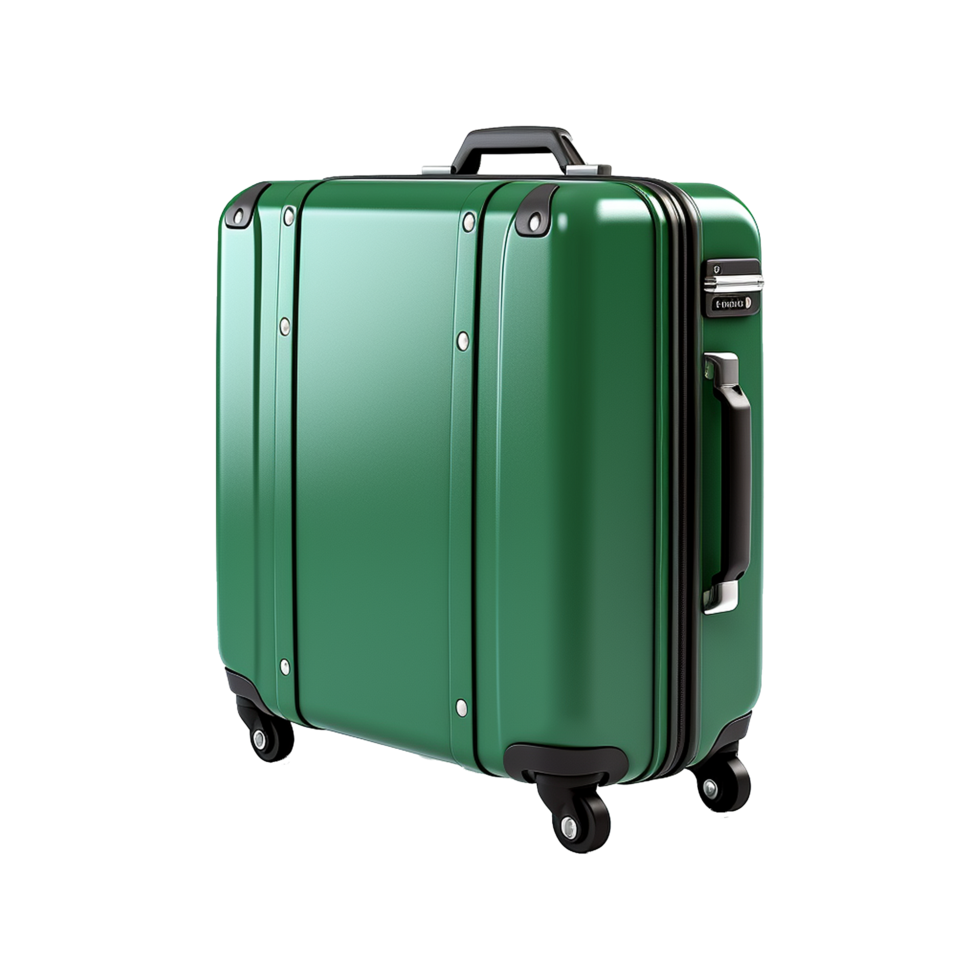 AI generated Large travel bag suitcase with wheels and handle isolated on transparent background png