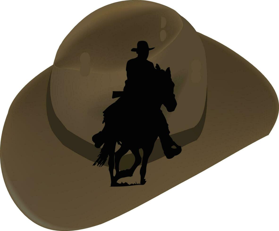 Cowboy hat with shadow person on horse- vector