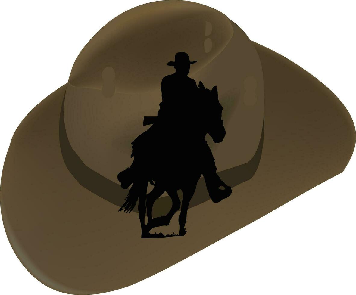 vaquero sombrero con sombra persona en caballo- vector