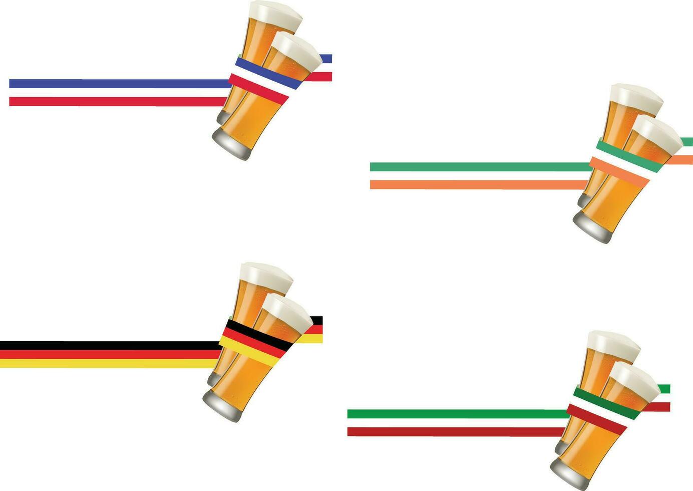 vaso de cerveza de diferente nacionalidades- vector