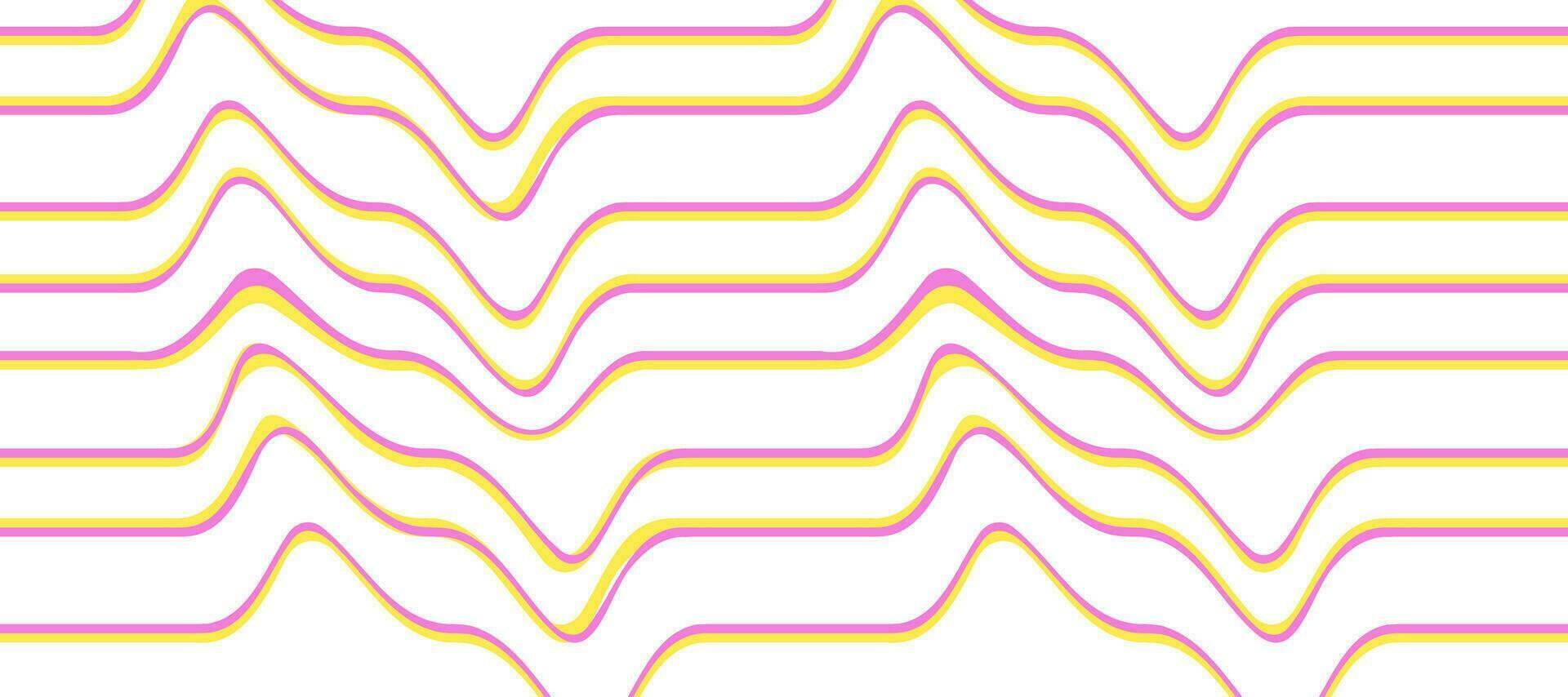abstract yellow pink wave pulse striped lines background vector