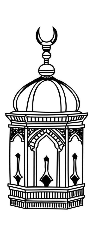 Ramadan hang lanter line-art hand-drawn vector