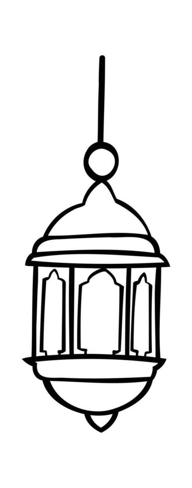 Ramadan hang lanter line-art hand-drawn vector