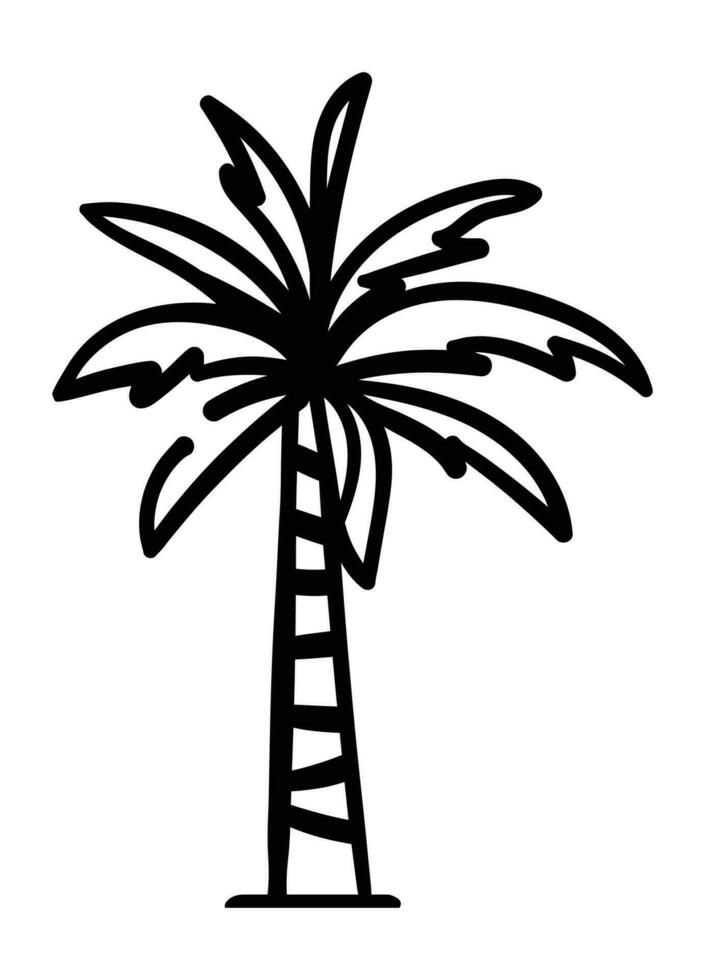 Date palm tree line-art vector illustration