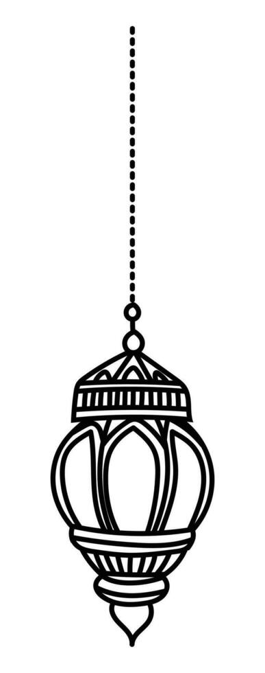 Ramadan hang lanter line-art hand-drawn vector