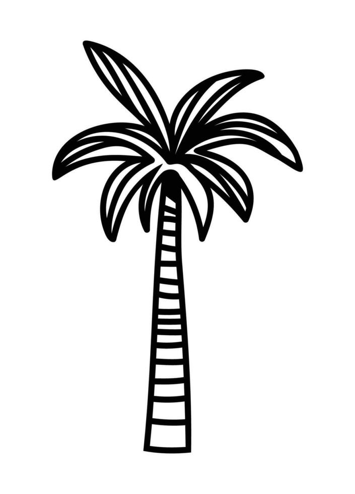 Date palm tree line-art vector illustration