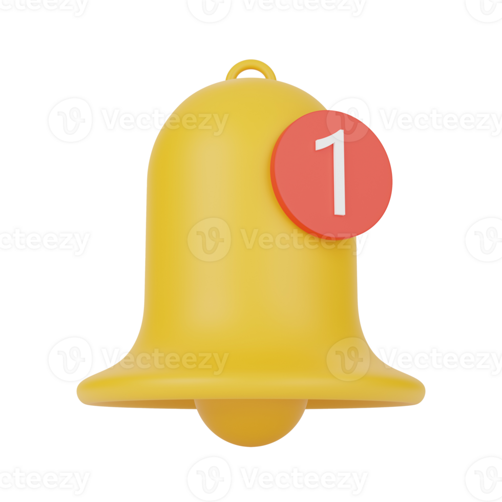 3D notification bell, 3D render png