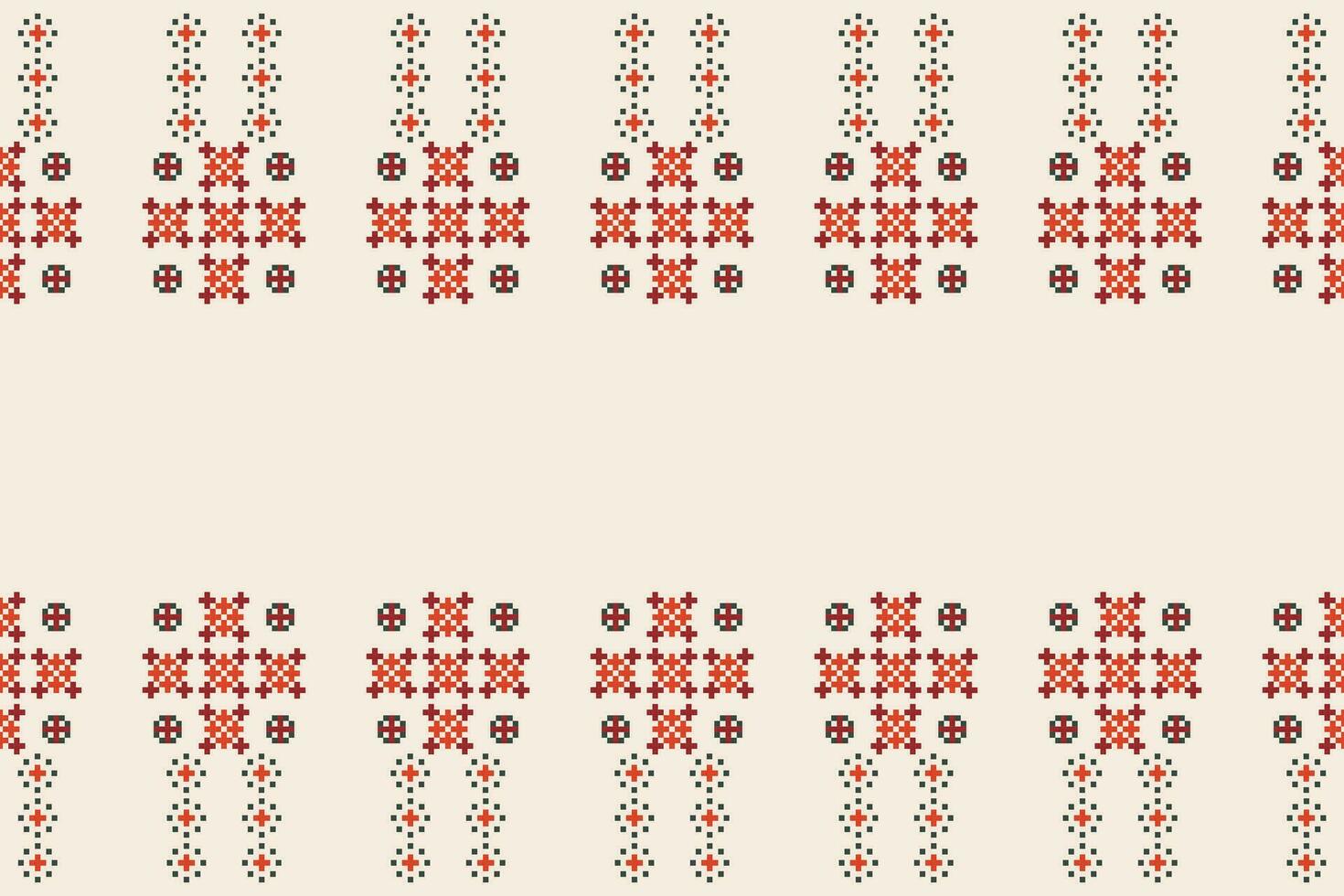 Ethnic geometric fabric pattern Cross Stitch.Ikat embroidery Ethnic oriental Pixel pattern brown cream background. Abstract,vector,illustration. Texture,clothing,frame,motifs,silk wallpaper. vector