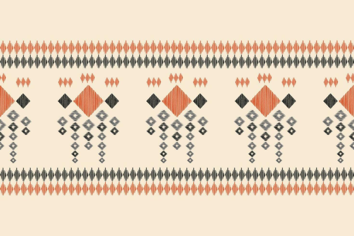 Ethnic Ikat fabric pattern geometric style.African Ikat embroidery Ethnic oriental pattern brown cream background. Abstract,vector,illustration.Texture,clothing,frame,decoration,carpet,motif. vector
