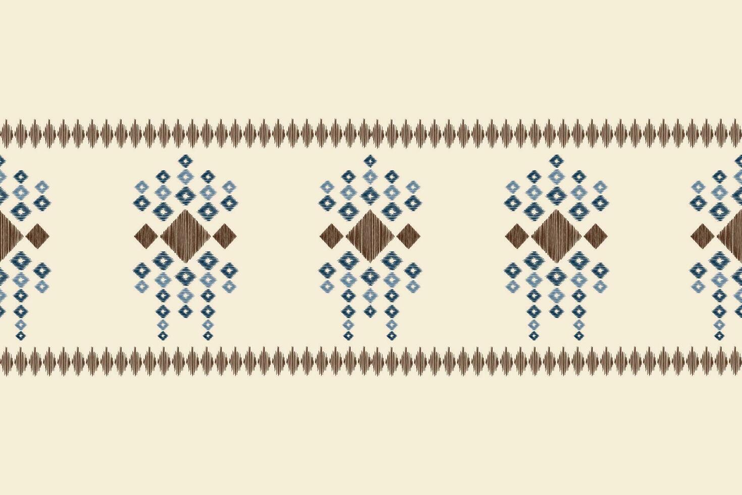 Ethnic Ikat fabric pattern geometric style.African Ikat embroidery Ethnic oriental pattern brown cream background. Abstract,vector,illustration.Texture,clothing,frame,decoration,carpet,motif. vector