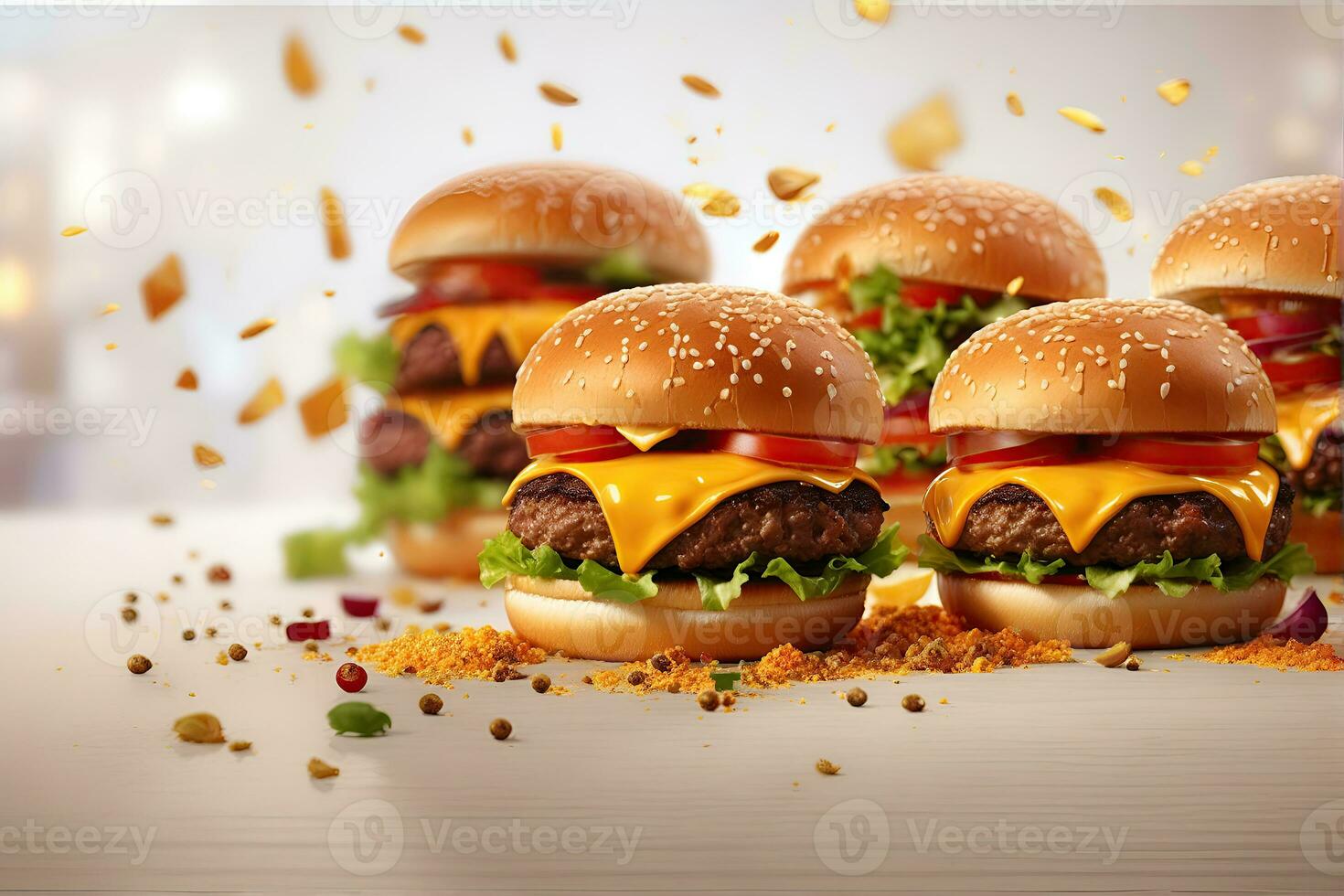AI generated fast food close-up shot of delicious beef burger photo
