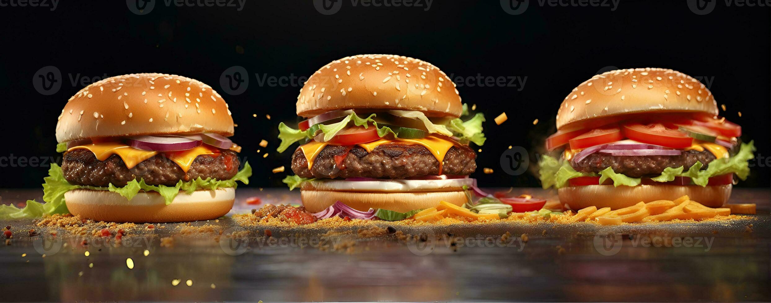 ai generado rápido comida de cerca Disparo de delicioso carne de vaca hamburguesa foto