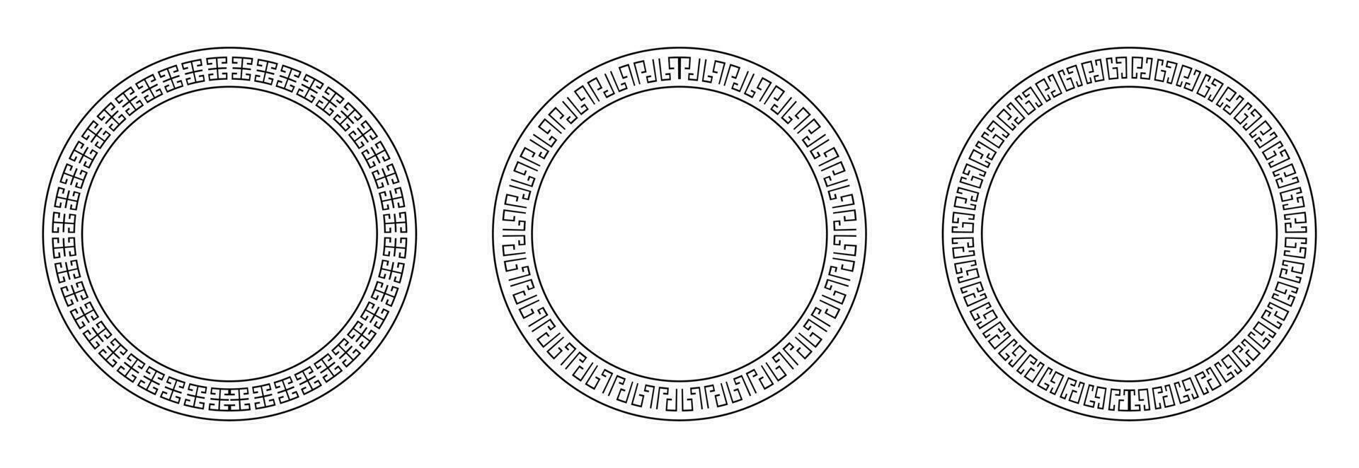 collection of Chinese New Year circle frames. line vector isolated on white background. design for decorating posters, greeting cards, social media, banners.