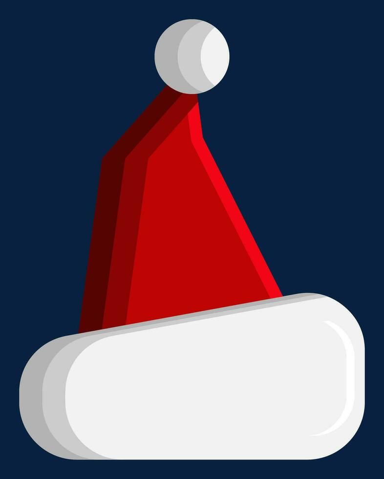 santa or christmas hat icon. simple 3d vector for Christmas holiday ornament designs such as greeting cards, banners, flyers, social media.