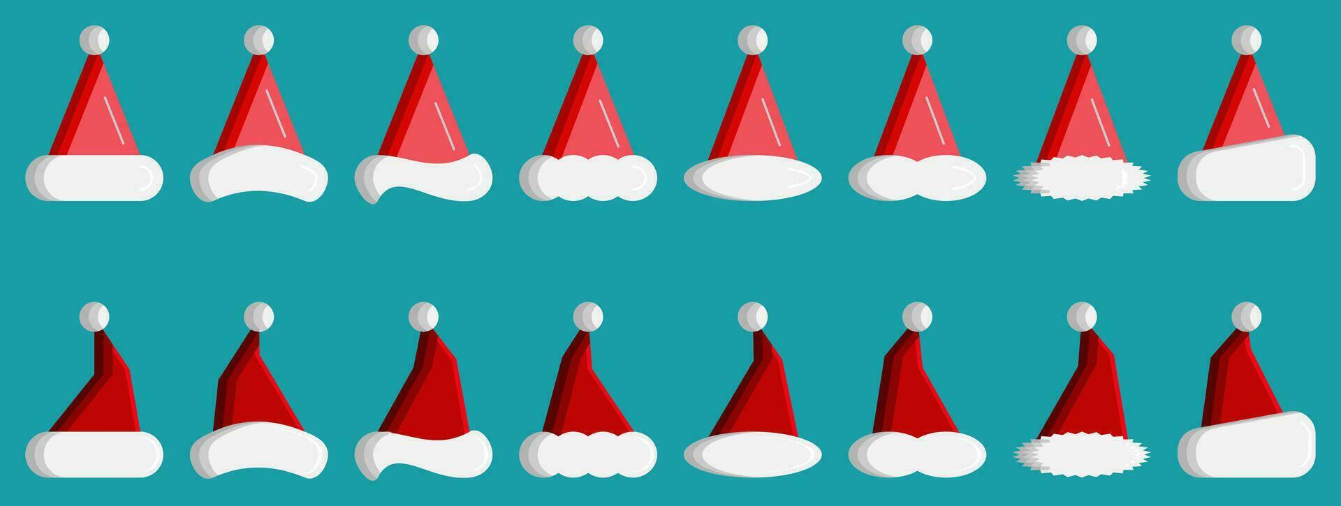santa or christmas hat icon set. simple vector for Christmas holiday ornament designs such as greeting cards, banners, flyers, social media.