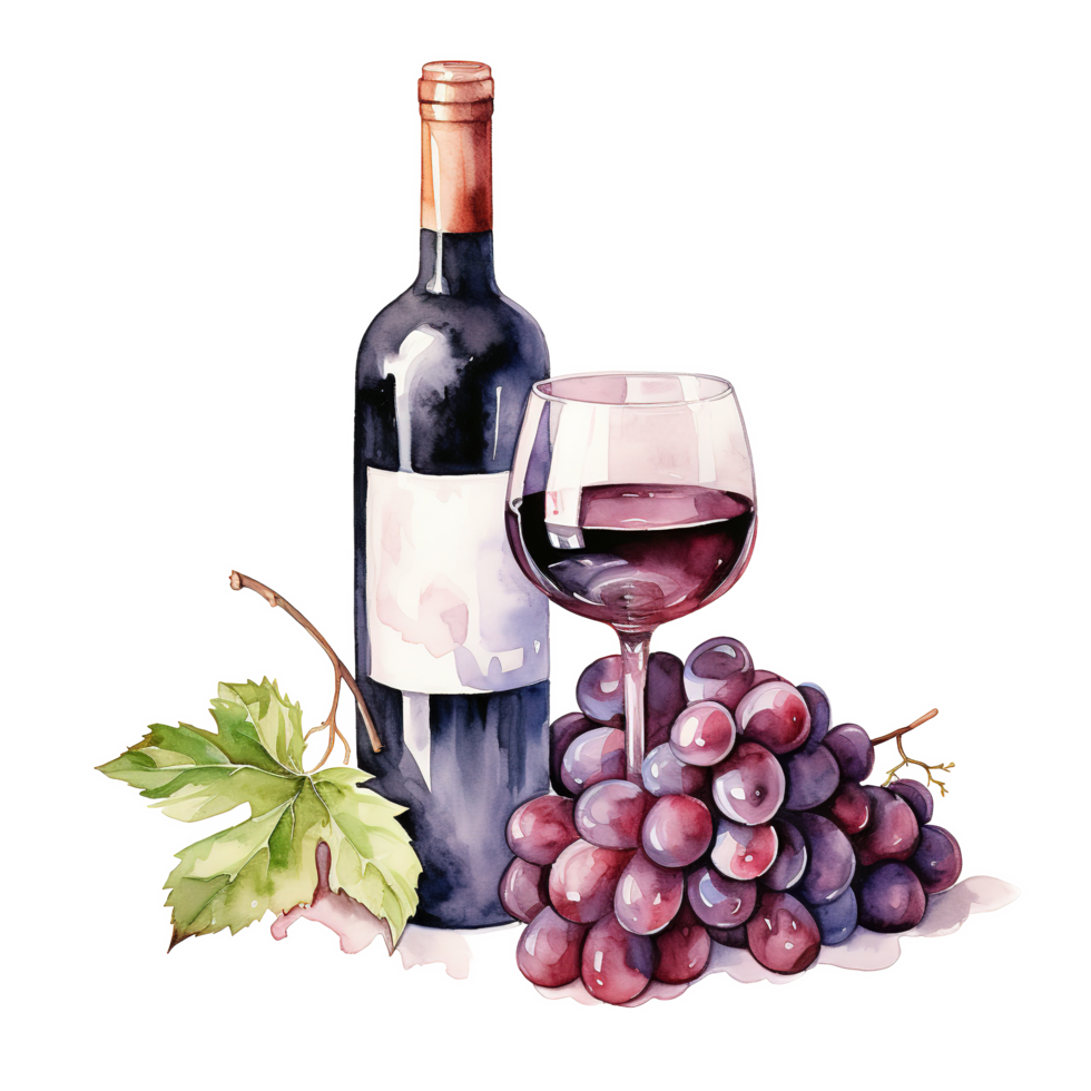 AI generated Wine For Christmas Event. Watercolor Style. AI Generated png