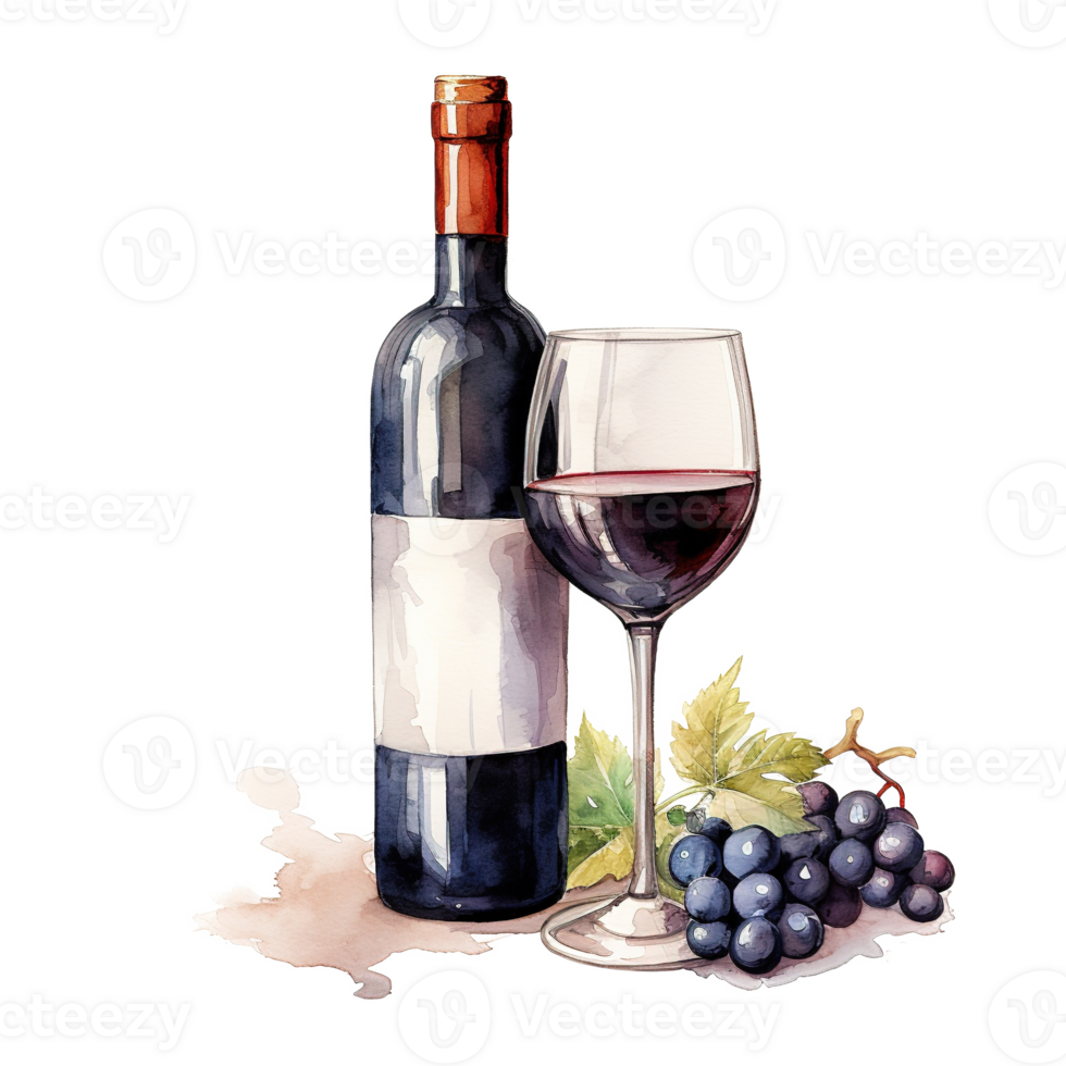 AI generated Wine For Christmas Event. Watercolor Style. AI Generated png