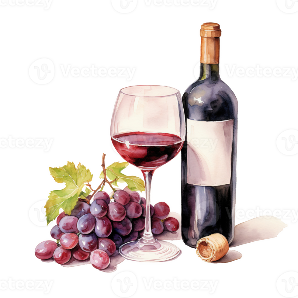 AI generated Wine For Christmas Event. Watercolor Style. AI Generated png