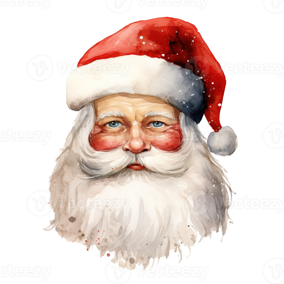 AI generated Santa Head For Christmas Event. Watercolor Style. AI Generated png