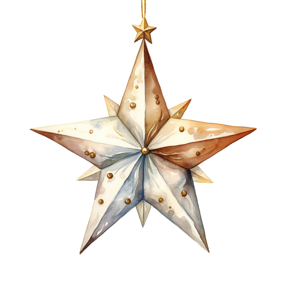 AI generated Star Decorations For Christmas Event. Watercolor Style. AI Generated png