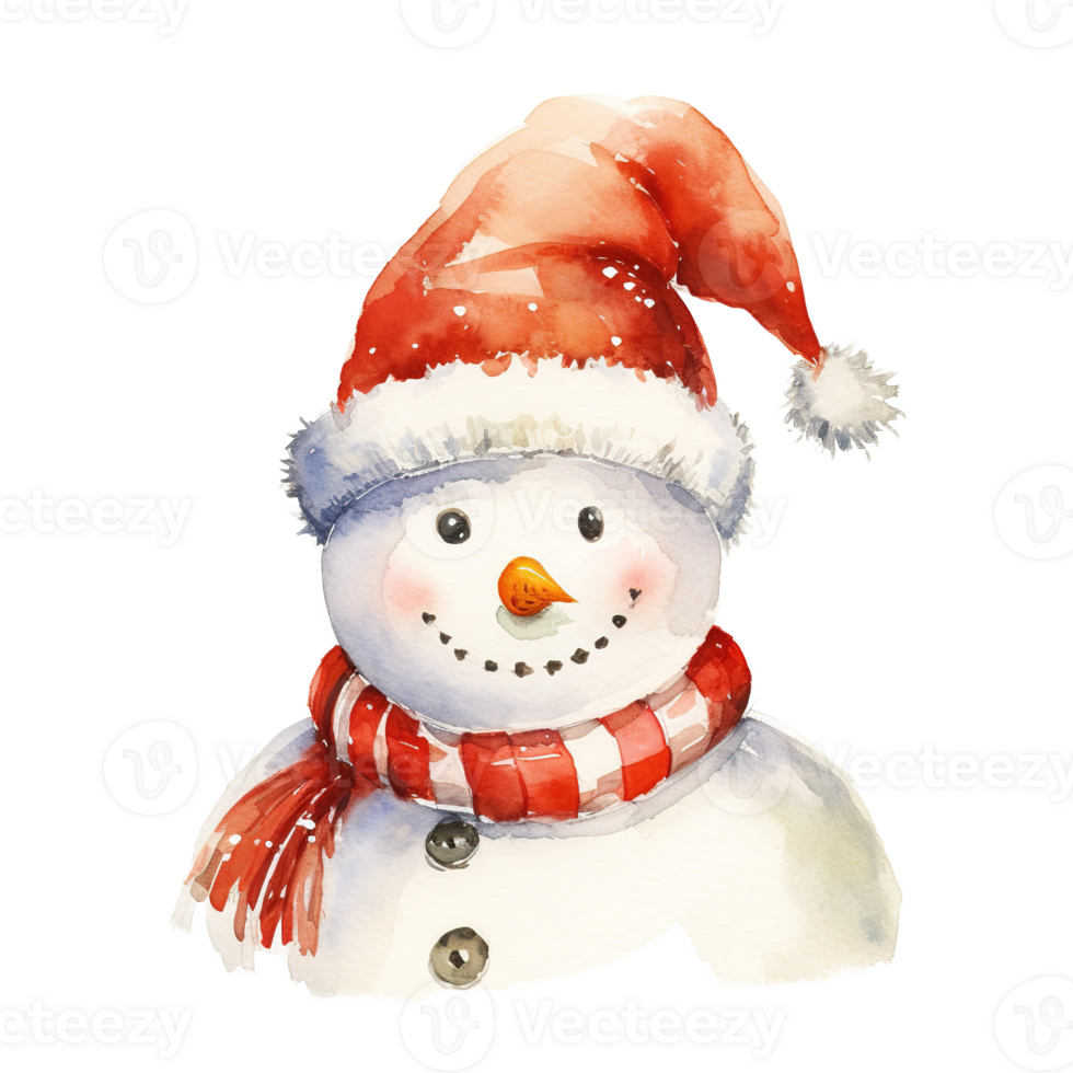 AI generated Snowman Head For Christmas Event. Watercolor Style. AI Generated png