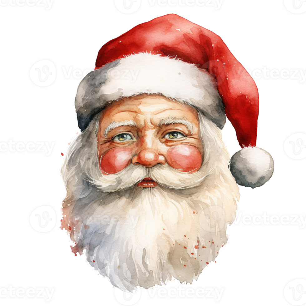 AI generated Santa Head For Christmas Event. Watercolor Style. AI Generated png