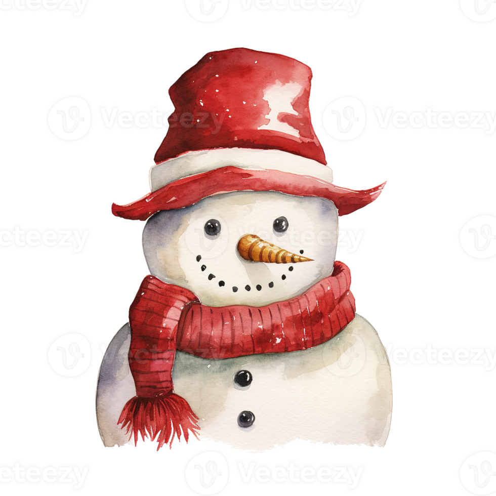 AI generated Snowman Head For Christmas Event. Watercolor Style. AI Generated png