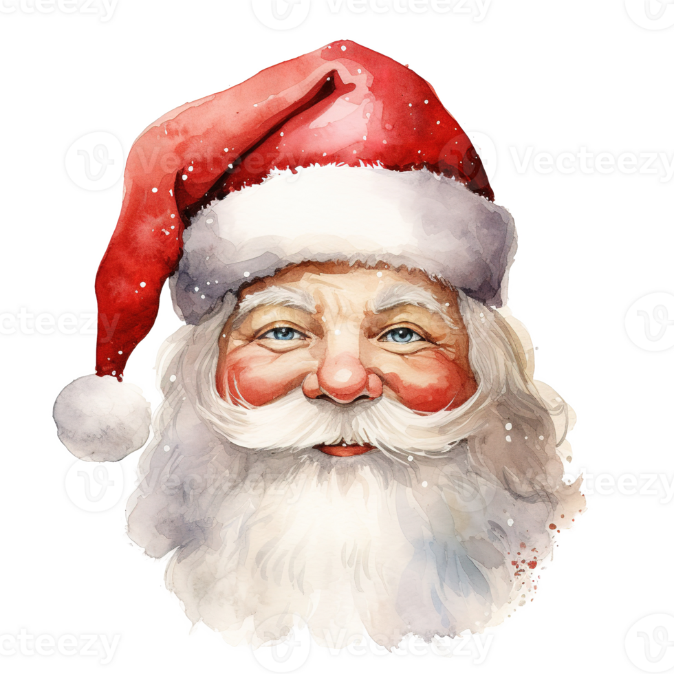 AI generated Santa Head For Christmas Event. Watercolor Style. AI Generated png
