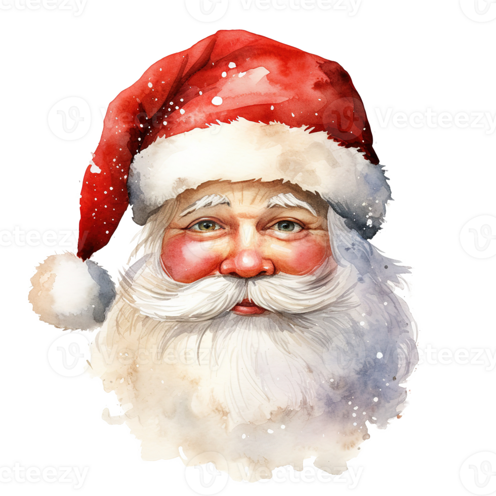 AI generated Santa Head For Christmas Event. Watercolor Style. AI Generated png